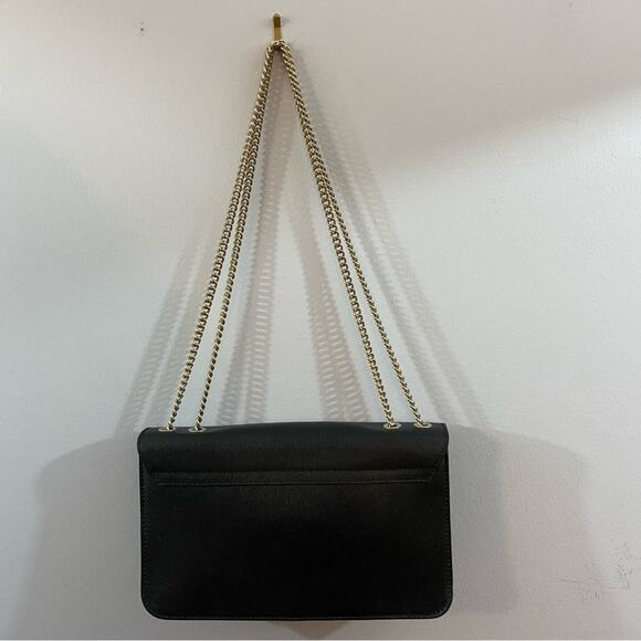 FURLA Metropolis Chain Black Leather Front Plate Logo Small Size Crossbody Bag - Picture 5 of 16